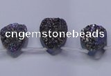 CAG8124 Top drilled 15*20mm teardrop rainbow plated druzy agate beads