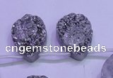 CAG8132 Top drilled 18*25mm teardrop silver plated druzy agate beads