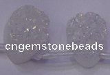 CAG8139 Top drilled 22*30mm teardrop white plated druzy agate beads