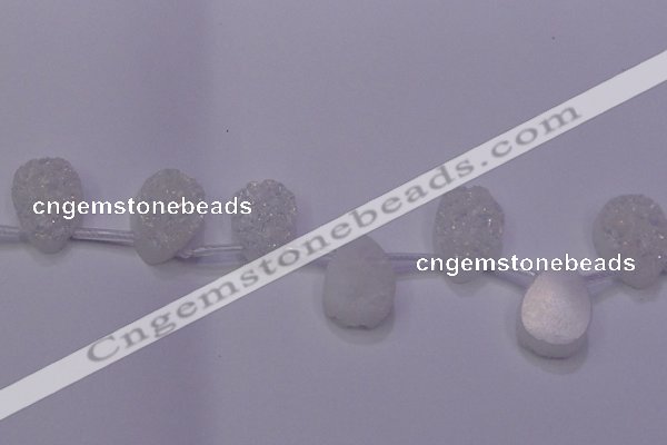 CAG8139 Top drilled 22*30mm teardrop white plated druzy agate beads