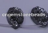 CAG8142 Top drilled 30*40mm teardrop silver plated druzy agate beads