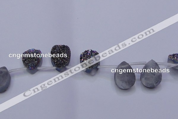 CAG8144 Top drilled 30*40mm teardrop rainbow plated druzy agate beads