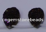 CAG8145 Top drilled 30*40mm teardrop purple plated druzy agate beads