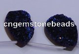 CAG8146 Top drilled 30*40mm teardrop blue plated druzy agate beads