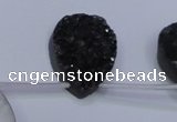 CAG8147 Top drilled 30*40mm teardrop black plated druzy agate beads