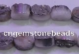 CAG8152 7.5 inches 10*14mm oval silver plated druzy agate beads