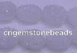 CAG8160 7.5 inches 12*16mm oval white plated druzy agate beads