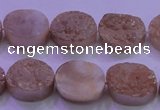 CAG8161 7.5 inches 12*16mm oval champagne plated druzy agate beads