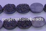 CAG8165 7.5 inches 12*16mm oval purple plated druzy agate beads