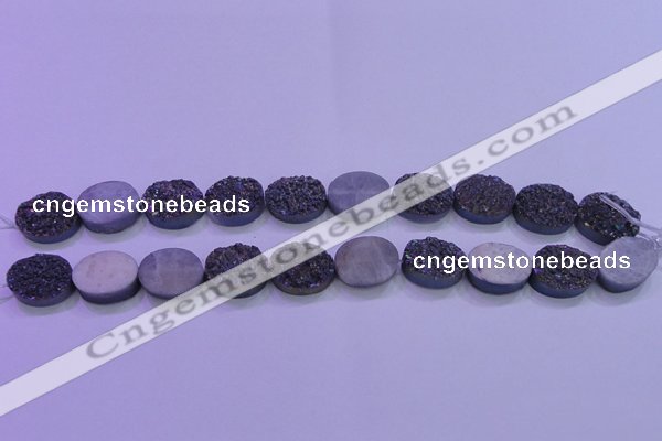 CAG8165 7.5 inches 12*16mm oval purple plated druzy agate beads