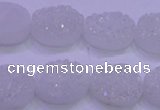 CAG8170 7.5 inches 13*18mm oval white plated druzy agate beads