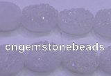 CAG8170 7.5 inches 13*18mm oval white plated druzy agate beads