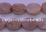 CAG8171 7.5 inches 13*18mm oval champagne plated druzy agate beads