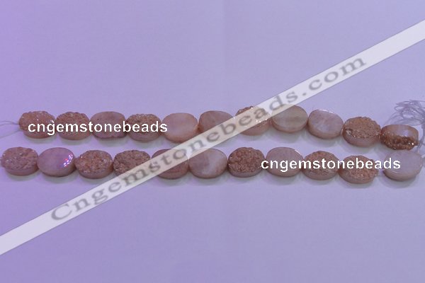 CAG8171 7.5 inches 13*18mm oval champagne plated druzy agate beads