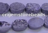 CAG8172 7.5 inches 13*18mm oval silver plated druzy agate beads