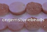 CAG8181 7.5 inches 15*20mm oval champagne plated druzy agate beads