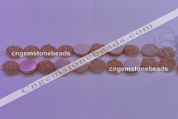 CAG8181 7.5 inches 15*20mm oval champagne plated druzy agate beads