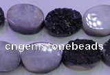 CAG8187 7.5 inches 15*20mm oval black plated druzy agate beads