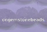 CAG8190 7.5 inches 18*25mm oval white plated druzy agate beads