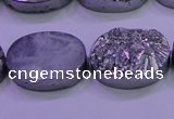 CAG8192 7.5 inches 18*25mm oval silver plated druzy agate beads