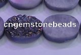 CAG8194 7.5 inches 18*25mm oval rainbow plated druzy agate beads