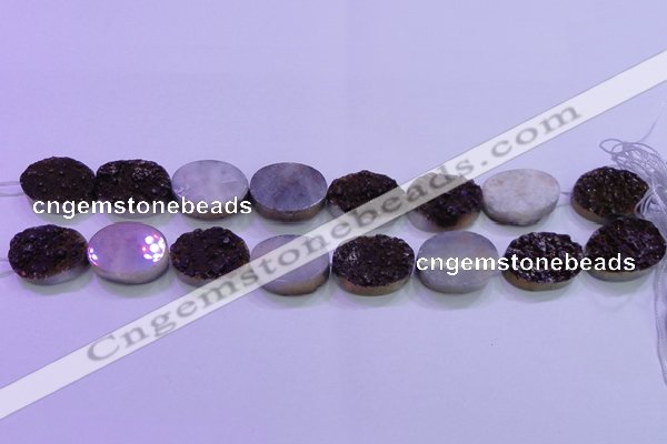 CAG8195 7.5 inches 18*25mm oval purple plated druzy agate beads