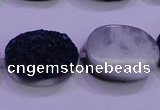 CAG8196 7.5 inches 18*25mm oval blue plated druzy agate beads