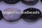 CAG8197 7.5 inches 18*25mm oval black plated druzy agate beads