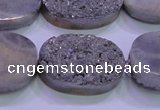 CAG8202 7.5 inches 20*30mm oval silver plated druzy agate beads