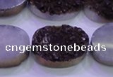 CAG8205 7.5 inches 20*30mm oval purple plated druzy agate beads