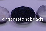 CAG8206 7.5 inches 20*30mm oval blue plated druzy agate beads