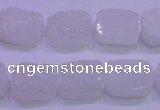 CAG8210 Top drilled 10*14mm rectangle white plated druzy agate beads