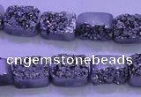 CAG8212 Top drilled 10*14mm rectangle silver plated druzy agate beads