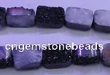 CAG8217 Top drilled 10*14mm rectangle black plated druzy agate beads