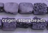 CAG8222 Top drilled 12*16mm rectangle silver plated druzy agate beads