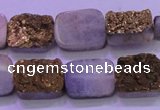 CAG8223 Top drilled 12*16mm rectangle glod plated druzy agate beads