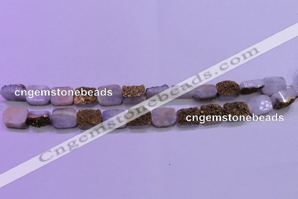 CAG8223 Top drilled 12*16mm rectangle glod plated druzy agate beads