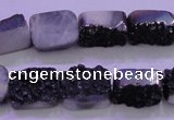 CAG8227 Top drilled 12*16mm rectangle black plated druzy agate beads