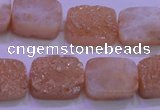 CAG8231 Top drilled 13*18mm rectangle champagne plated druzy agate beads