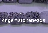 CAG8232 Top drilled 13*18mm rectangle silver plated druzy agate beads