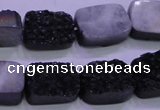 CAG8237 Top drilled 13*18mm rectangle black plated druzy agate beads