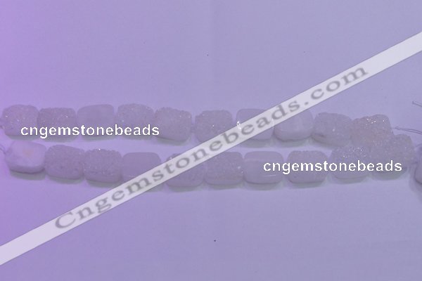 CAG8240 Top drilled 15*20mm rectangle white plated druzy agate beads