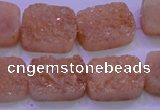 CAG8241 Top drilled 15*20mm rectangle champagne plated druzy agate beads