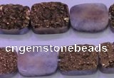 CAG8243 7.5 inches 15*20mm rectangle glod plated druzy agate beads