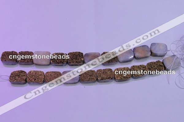 CAG8243 7.5 inches 15*20mm rectangle glod plated druzy agate beads