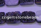 CAG8244 Top drilled 15*20mm rectangle rainbow plated druzy agate beads