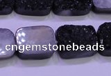 CAG8247 Top drilled 15*20mm rectangle black plated druzy agate beads