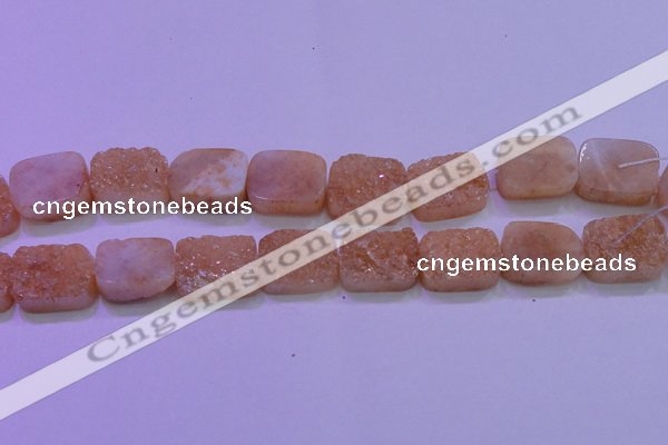 CAG8251 Top drilled 18*25mm rectangle champagne plated druzy agate beads