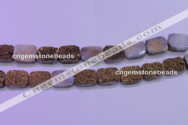 CAG8253 Top drilled 18*25mm rectangle glod plated druzy agate beads