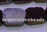 CAG8255 Top drilled 18*25mm rectangle purple plated druzy agate beads